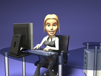 3d Girl at Computer